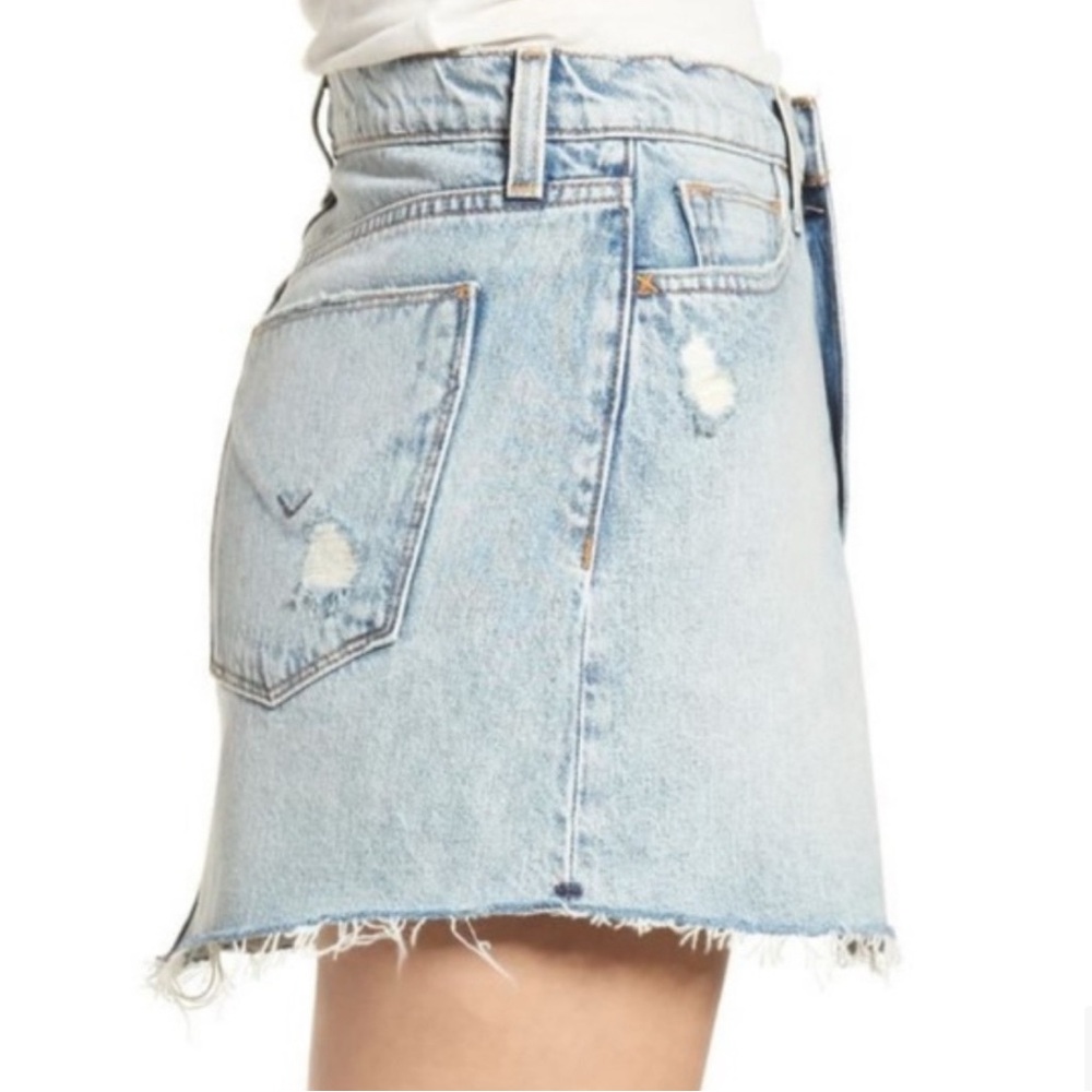 NWT $195 Hudson Jeans Women's Vintage Distressed Denim Skirt Blue